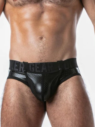 LOCKER GEAR RUB IT PUNCH HOLE OPEN ACCESS JOCK BRIEF BLACK - FULLKIT.COM