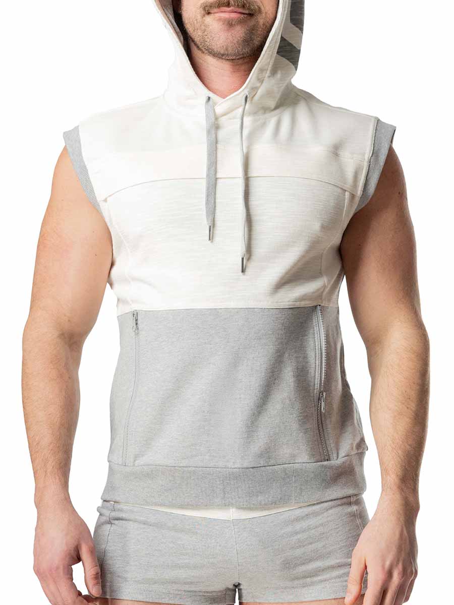 NASTY PIG DUAL SLEEVELESS HOODIE HEATHER GRAY CREAM - FullKit.com