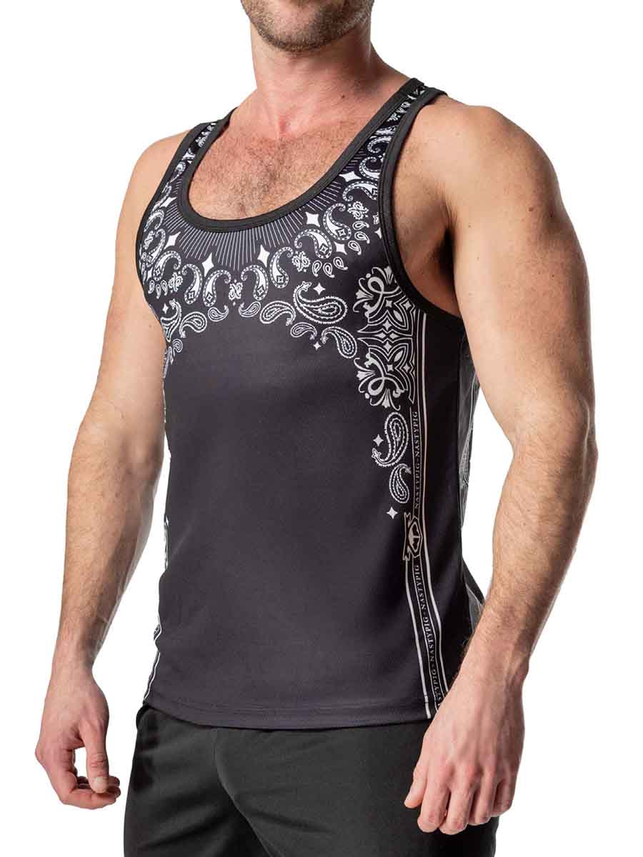 NASTY PIG HANK RACERBACK TANK TOP BLACK WHITE - FullKit.com