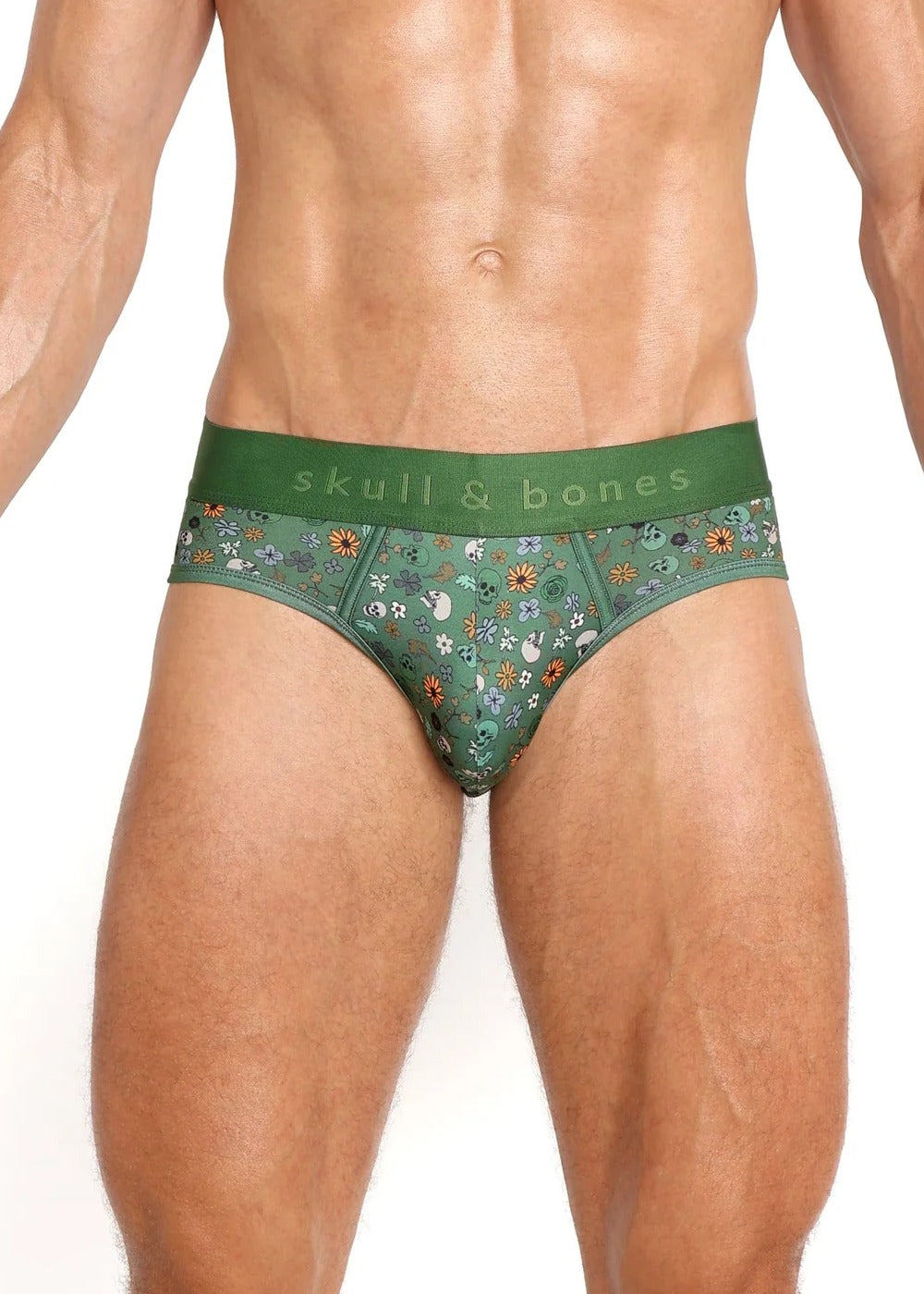 SKULL AND BONES VINTAGE DUTCH FLORAL GREEN OPEN BACK BRIEF - FULLKIT.COM