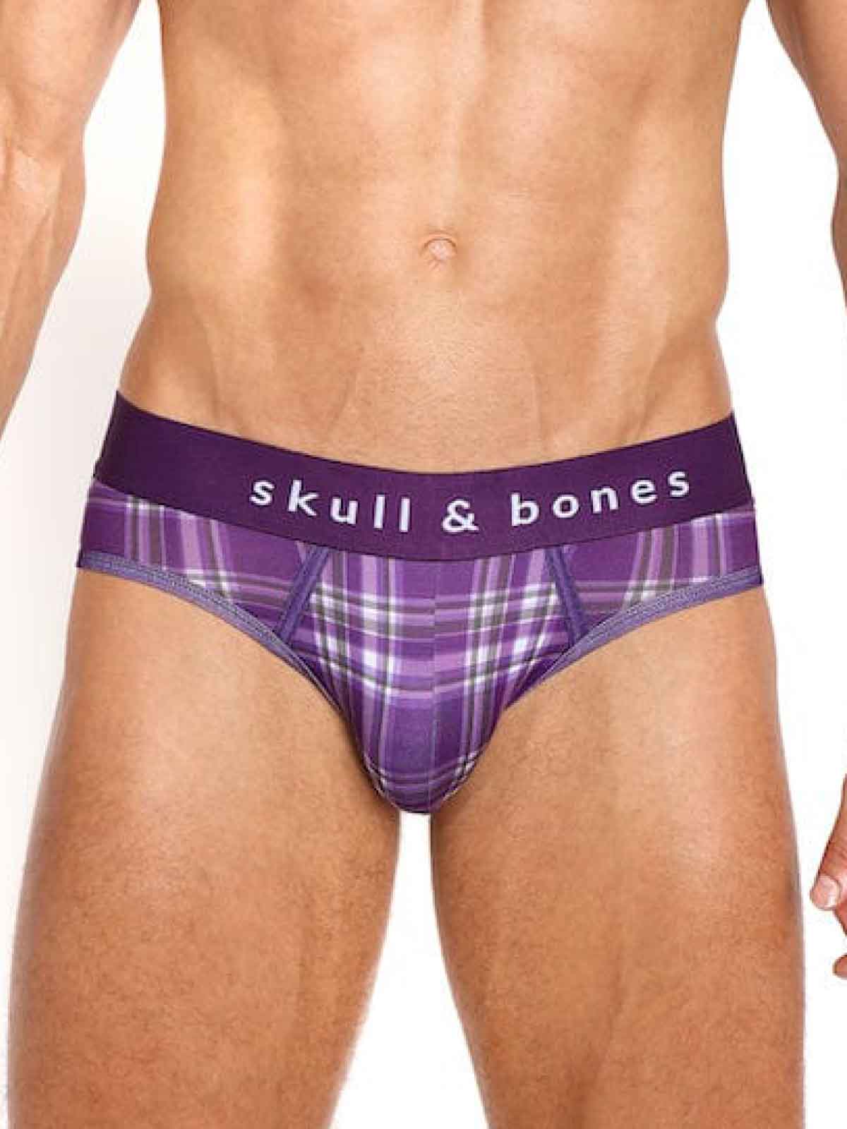 SKULL AND BONES PURPLE TARTAN PLAID BRIEF - FullKit.com