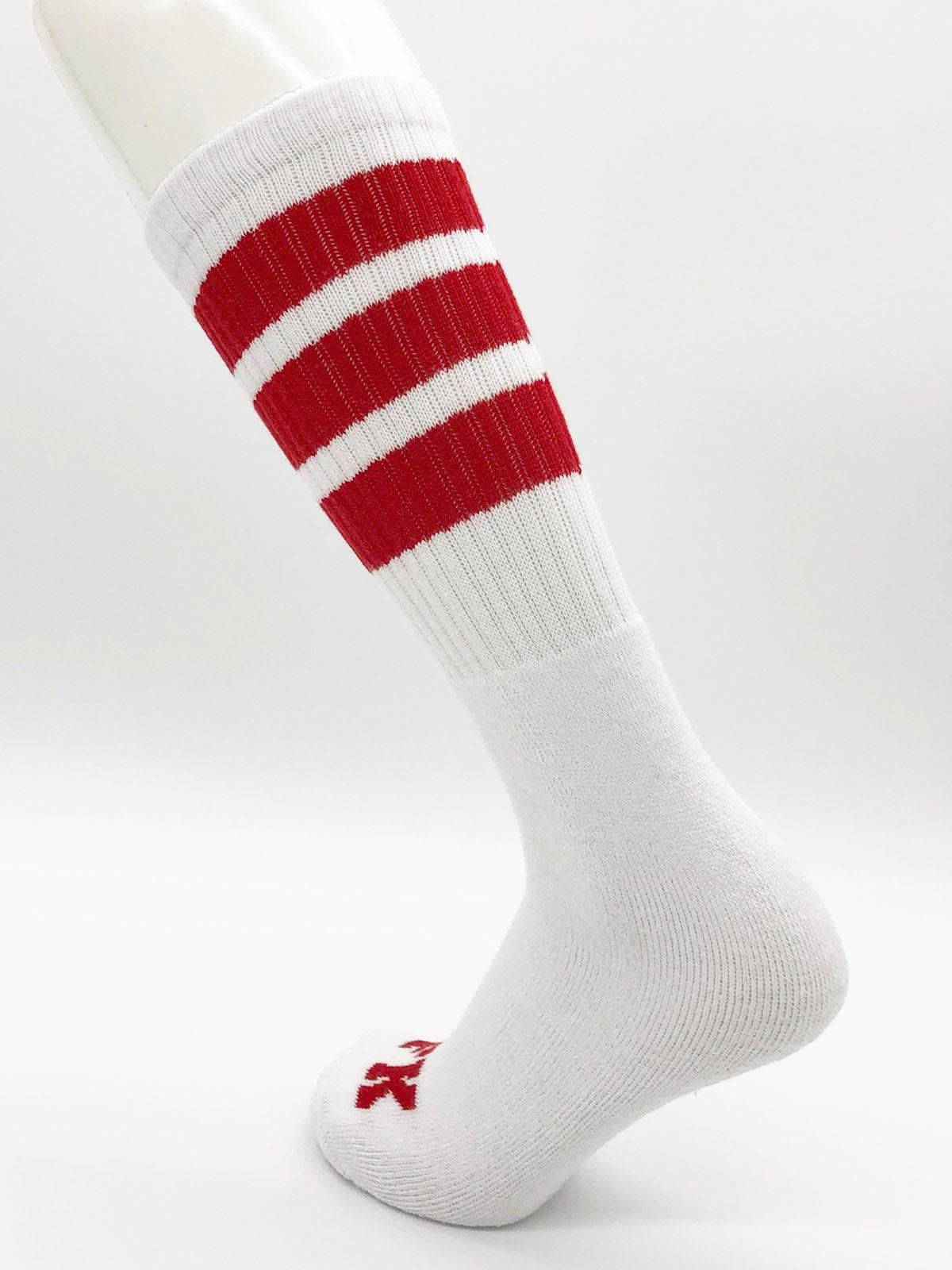 Athletic Knee High Striped Tube Socks in Blue and Red - The