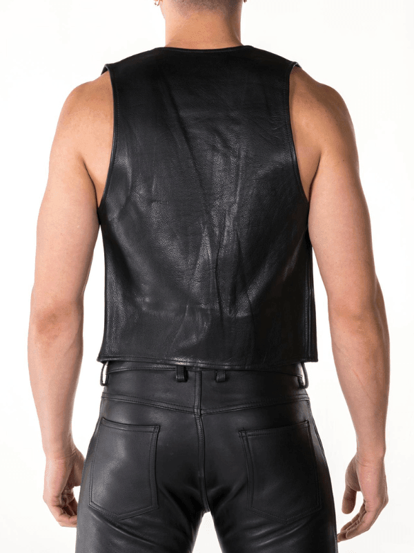 Men Leather Gay CUTAWAY Classic Bar Vest Open Front Gloves Armband Mobile  pouch